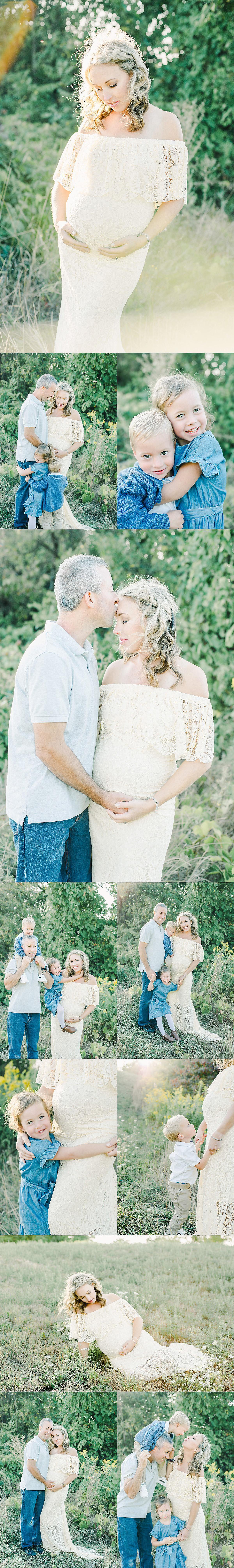 family maternity session in a field