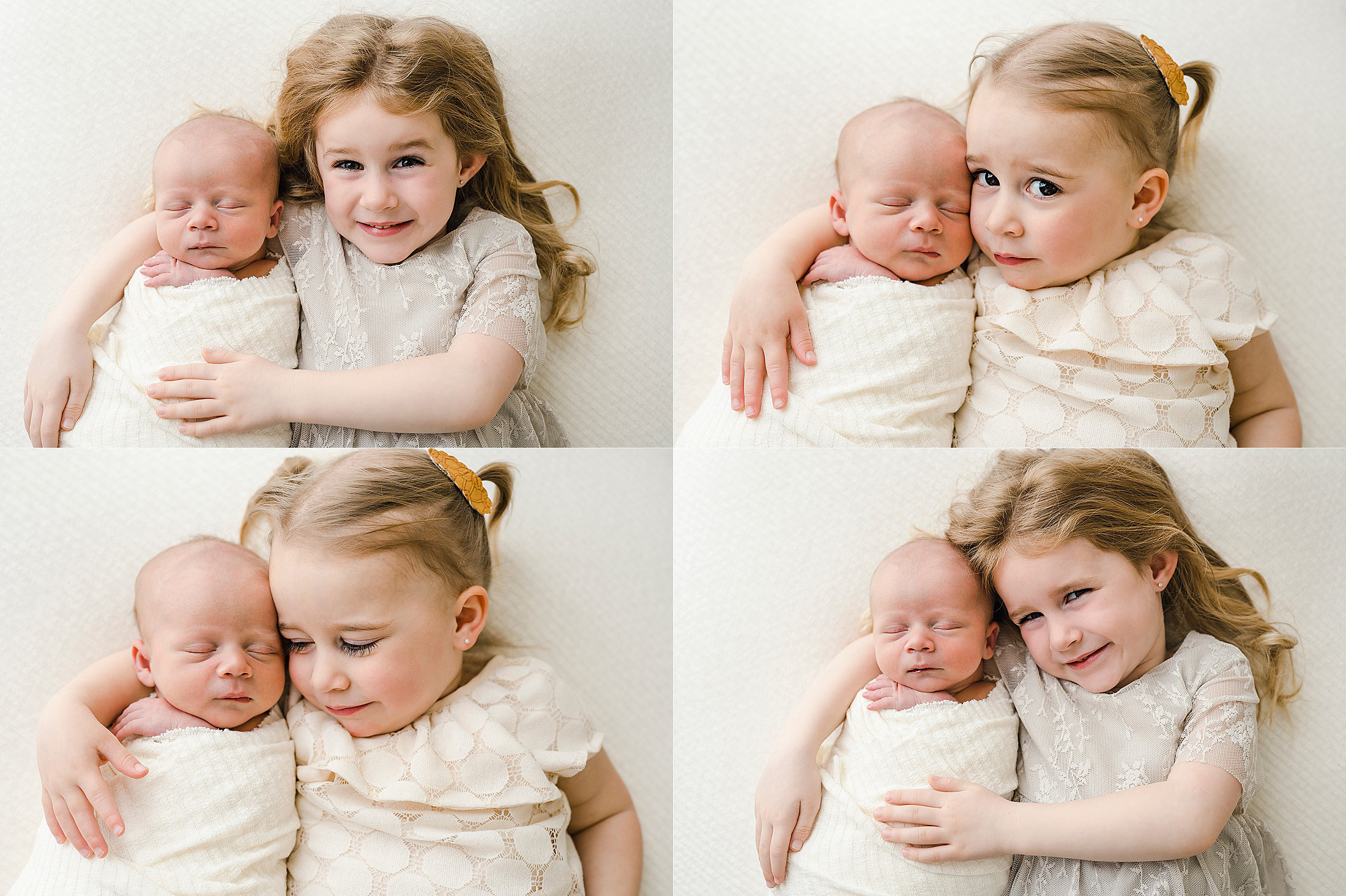 toddlers and newborn baby in photography session